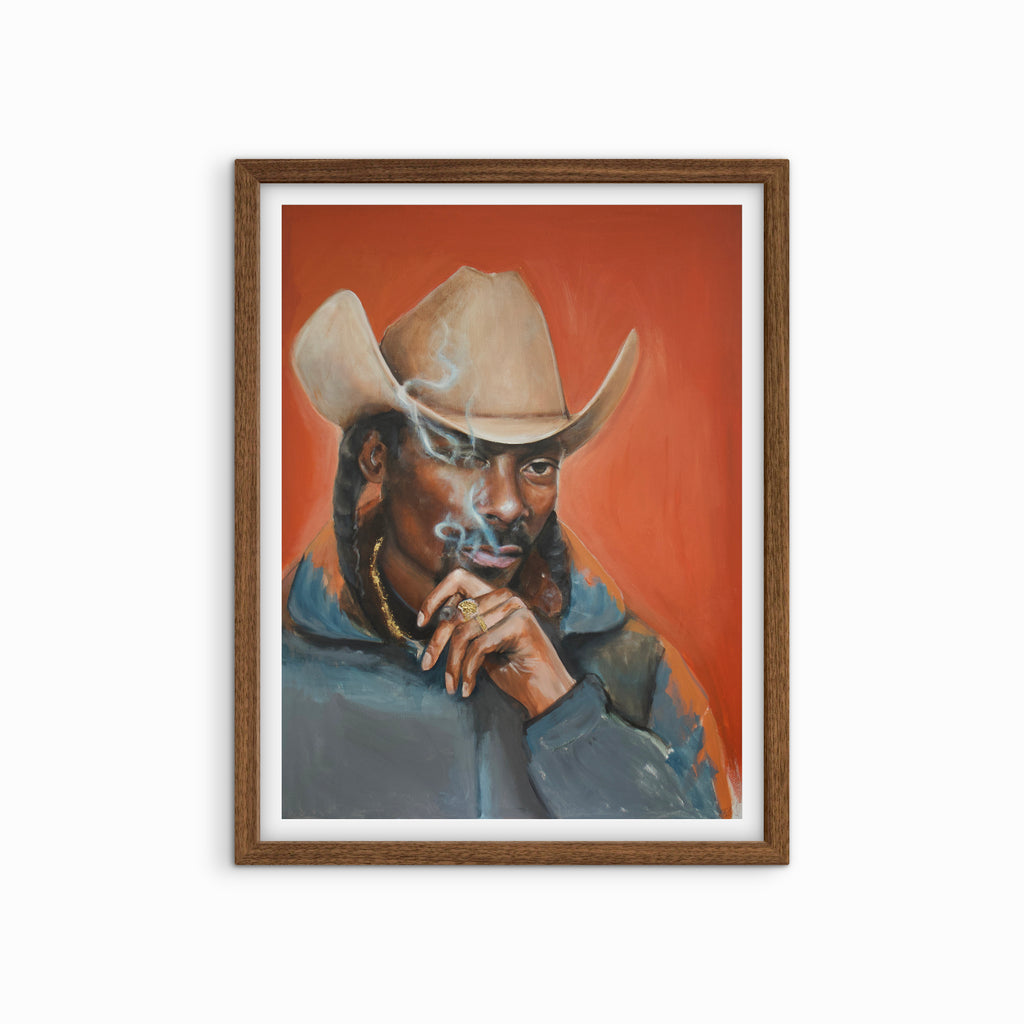 Death Row Ranch limited edition Western Pop Art print by Madeline Kiel featuring Snoop Dogg as a cowboy