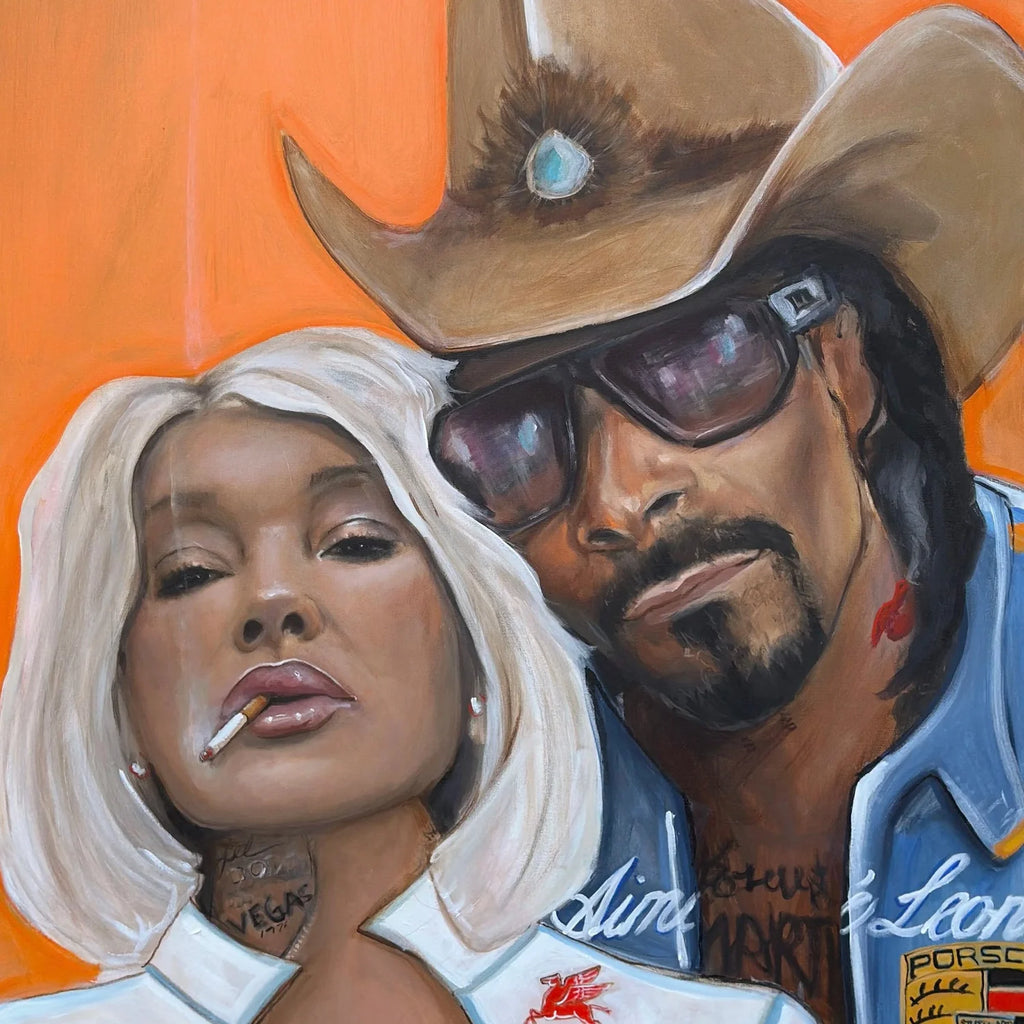 Fast Love Bad Habits detail — Snoop Dogg and Martha Stewart Western Pop Art painting by Madeline Kiel