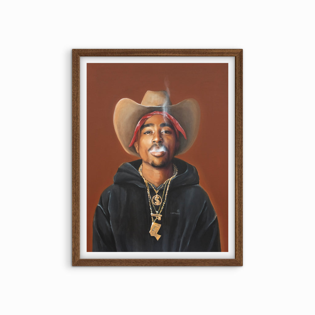 Ya'll Eyez On Me limited edition Western Pop Art print by Madeline Kiel featuring Tupac as a cowboy